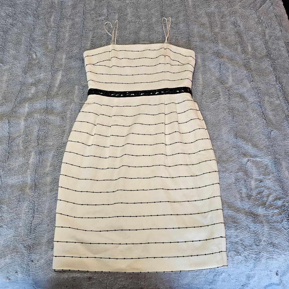 Carmen Marc Valvo Strapless Black and White Dress With Rhinestones
